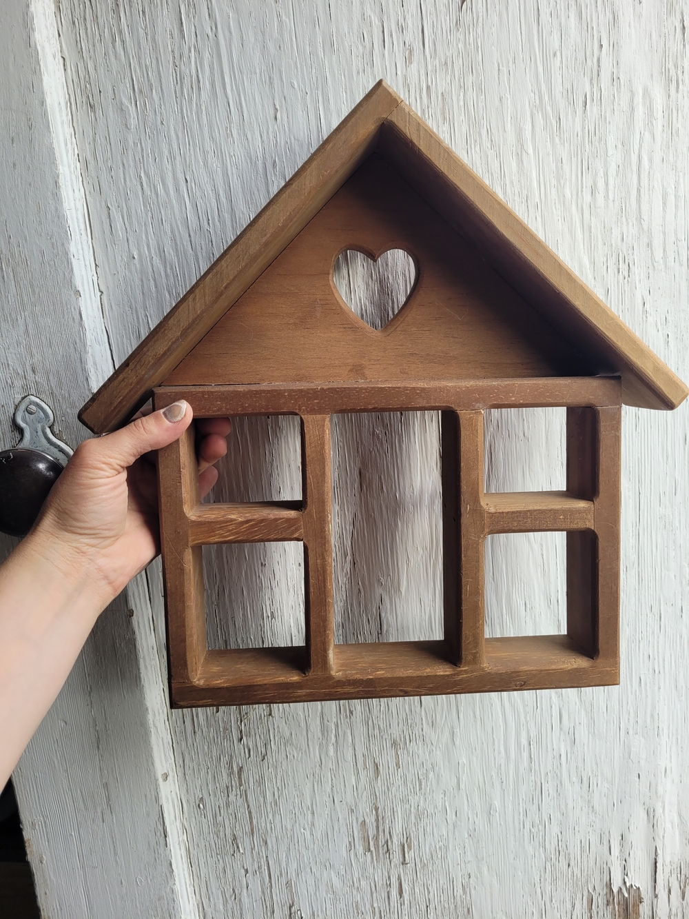 Rustic Brown Wooden Trinket Shelf